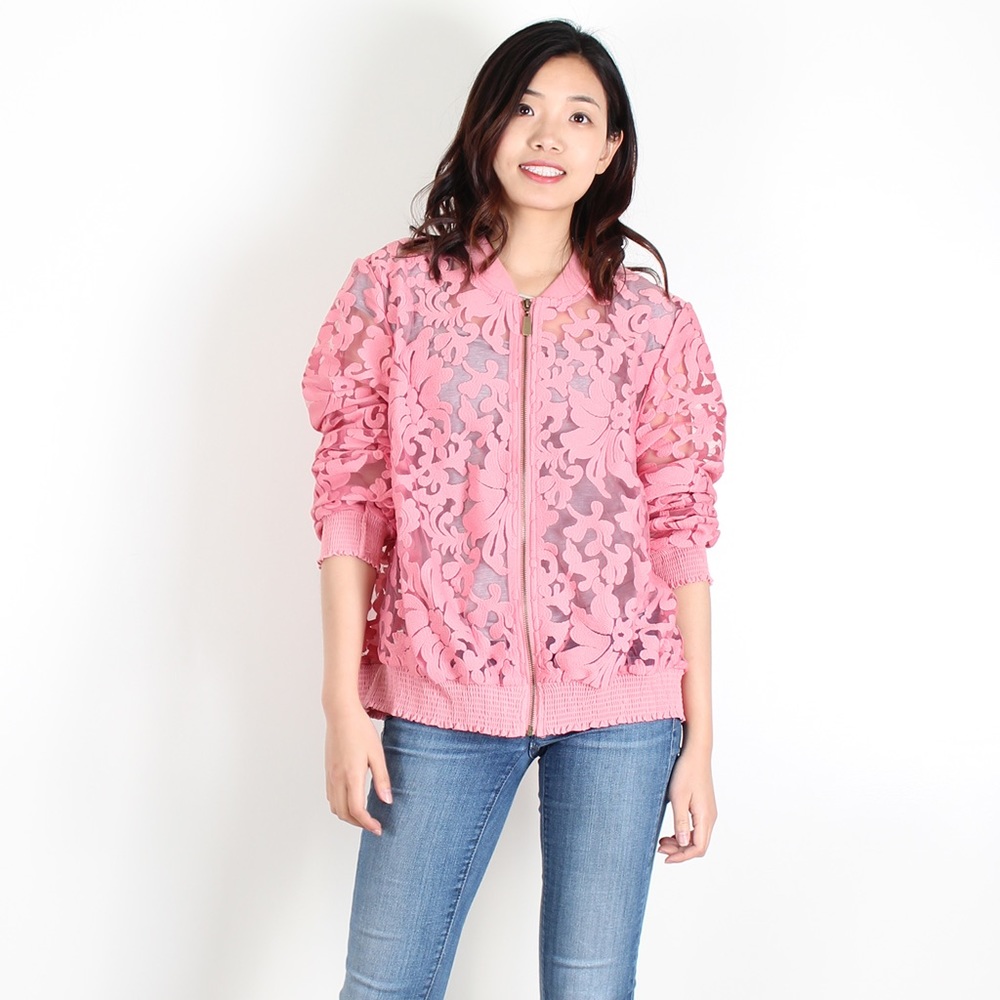 NWT, Pink Floral Lace Jacket
